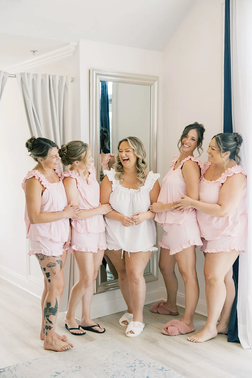 bridal party before the ceremony in the suite bridal party before the ceremony in the suite